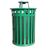 WITT Oakley Collection Outdoor Waste Receptacle with Ash Urn Top - 50 Gallon, Green